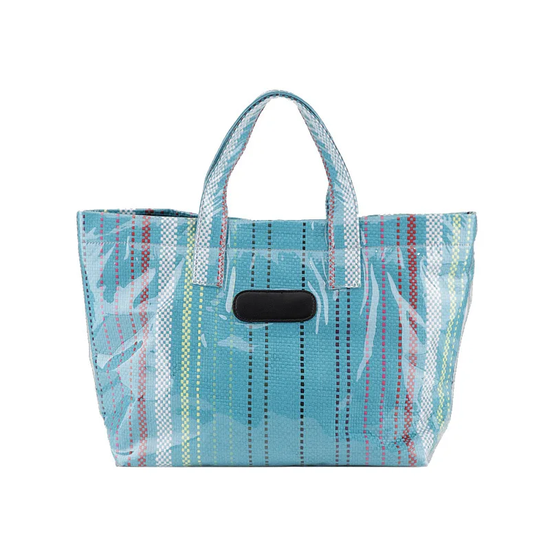 Летняя Большая вместительная тканая сумка с прозрачным ПВХ Женская