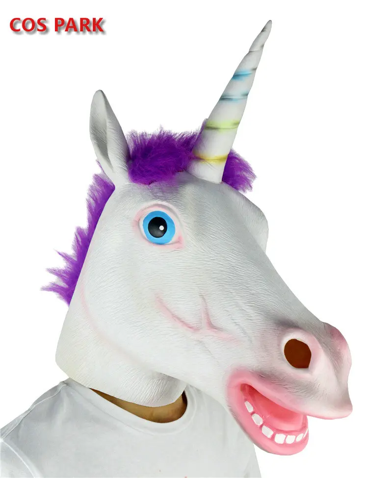

Halloween Unicorn Horse Latex Mask Deluxe Novelty Latex Brown Costume Party Cosplay Prop Rubber Creepy Head Full Face Mask