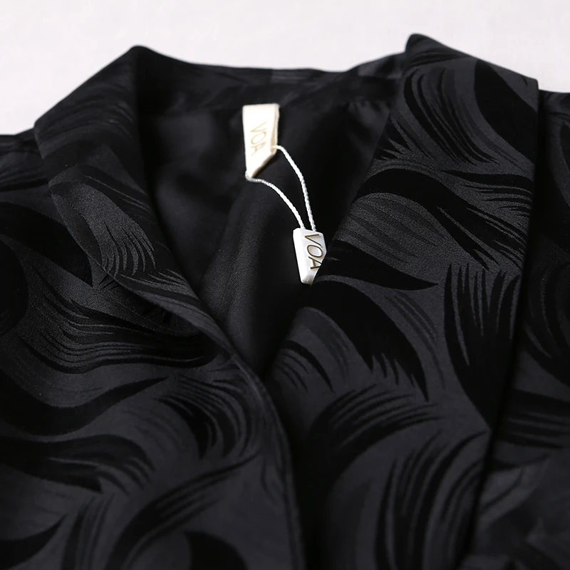 VOA 2020 весна осень длинный рукав Шелковый жаккардовый черный костюм Lax размер с