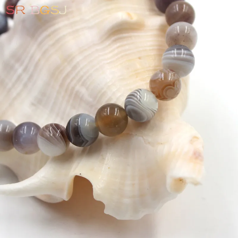 Free Shipping 6 8 10mm Round Botswana Agates Agat Gems Blue Natural Stone Stretchy Women Girl Bracelet 7&quot 7.5&quot 8&quot|bracelet free