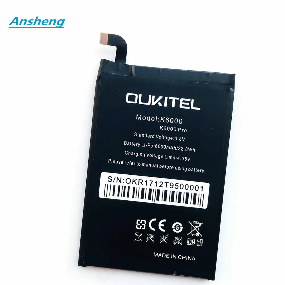 Аккумулятор Ansheng K6000 для смартфона OUKITEL Pro 6250 мАч | Мобильные телефоны и аксессуары