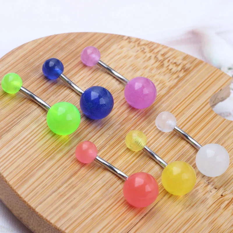 Кольцо TIANCIFBYJS с колокольчиком в темноте украшение для пирсинга живота акриловым