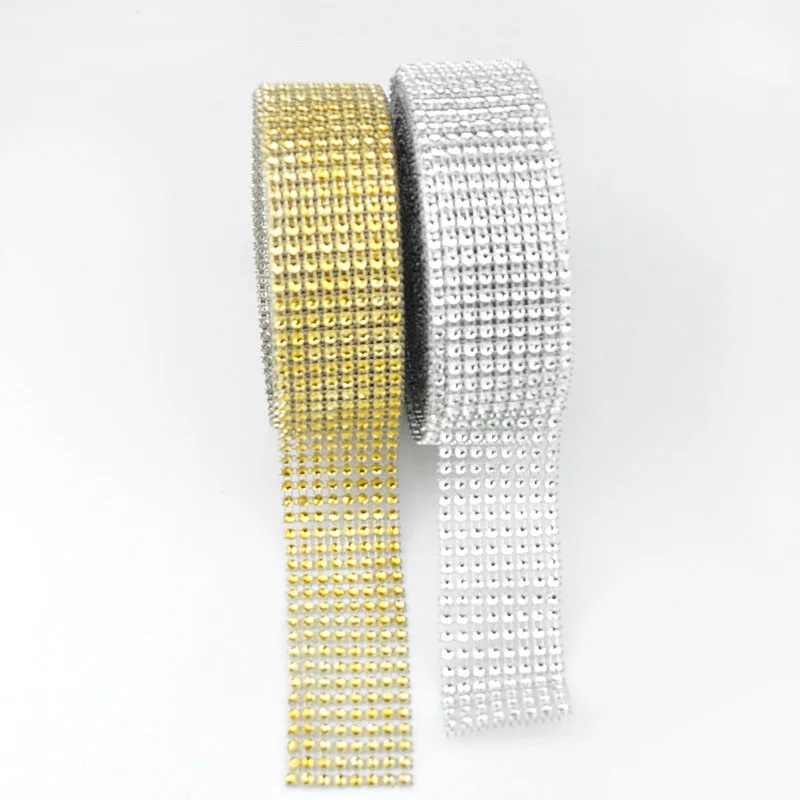 Блестящая сетчатая лента из тюля 2 метра золотого и серебряного цвета горный