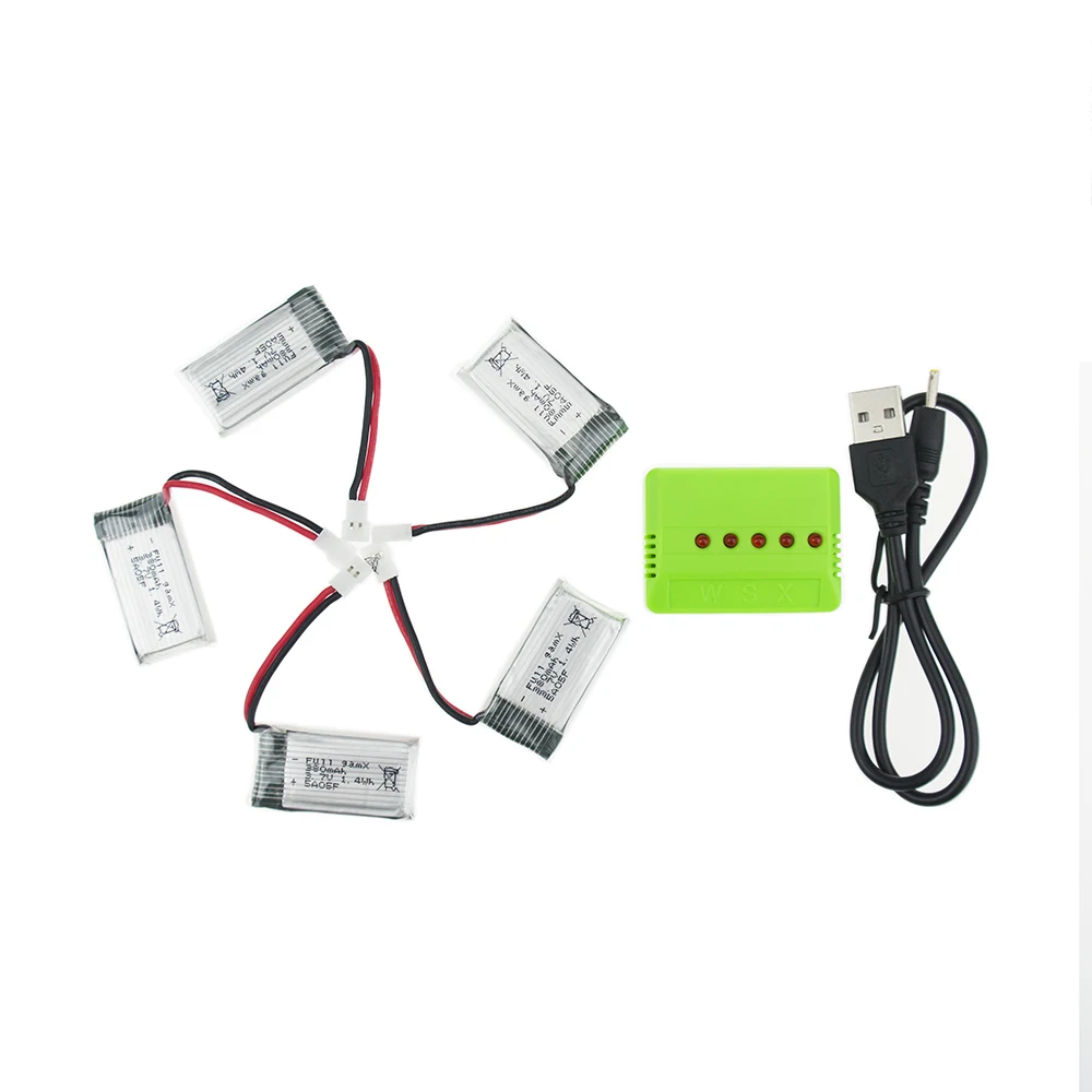 5 шт. 3 7 В 380 мАч LiPo батарея с X5 зарядным устройством для JRC H6C Hubsan H107 DM003 RC