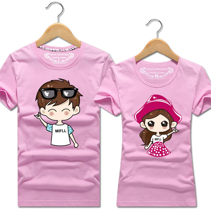 Одежда для пар мужские и женские хлопковые футболки с героями мультфильмов