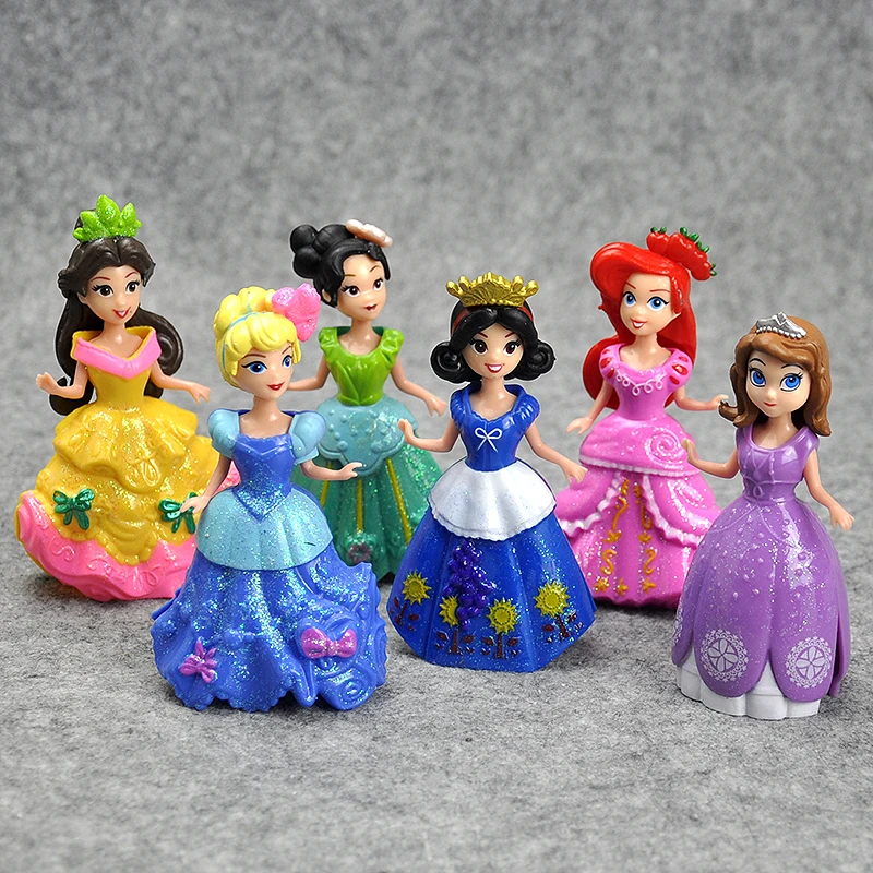Фигурка Принцессы Disney 12 шт./лот 8 10 см игрушка Белль Холодное сердце Эльза София