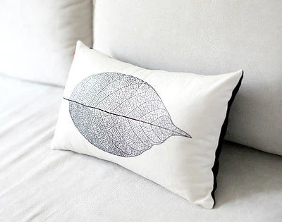 Черный белый цвет лист с принтом павлиньи перья Вельветовый чехол для подушки