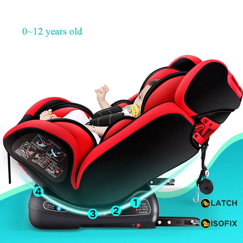Откидное детское автомобильное безопасное сиденье с защелкой ISOfix, пятиточечное детское сиденье-бустер, детское портативное автомобильное кресло, безопасное сиденье От 0 до 12 лет