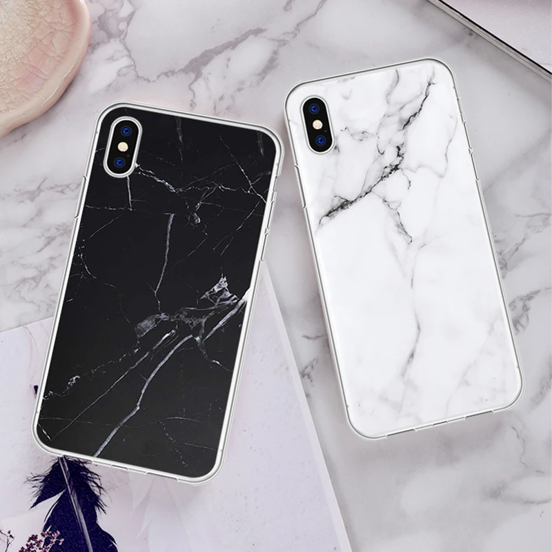 Винтажный Белый Черный Мраморный чехол с рисунком для телефона iPhone 5 6 6S X XR Plus