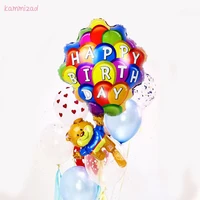 1pcs happy birthday bear balloons parachute helium ballons 1 year boy party decoration kids baby shower girl globos accessories
