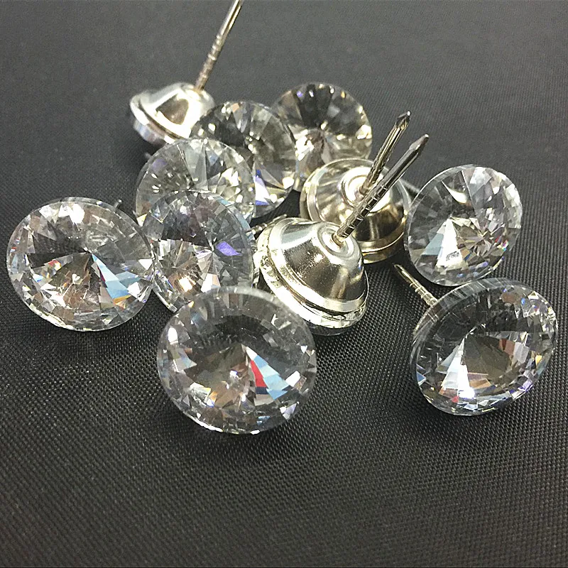 20 шт./лот мм акриловые стеклянные хрустальные пуговицы для обивки гвоздей