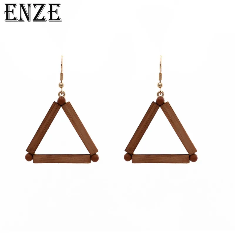ENZE popular geometric jewelry square triangle shaped bamboo hollow fashion earrings accessories for women wholesale | Украшения и