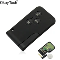 okeytech 3 buttons 434mhz id46 chip remote card key smart car key fob for renault megane scenic 2003 2008 uncut key blade blank