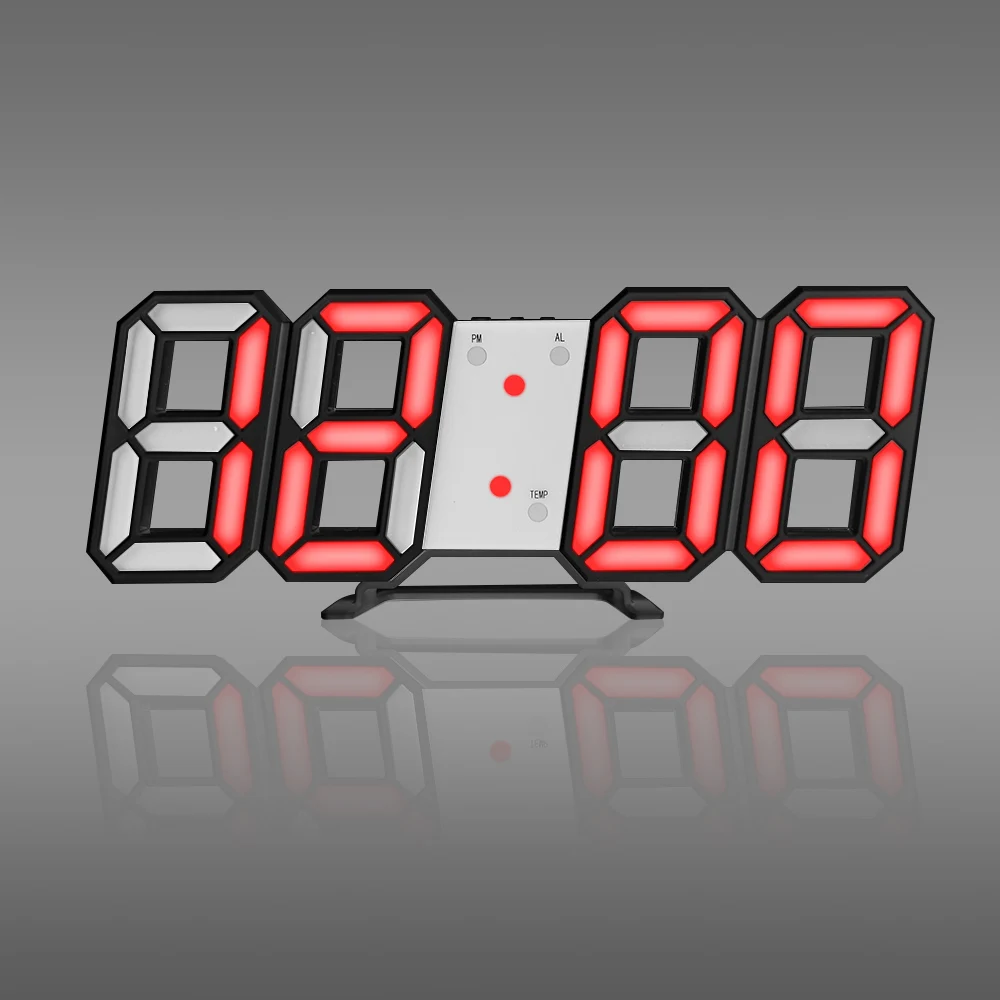 Red B Горячее предложение! Распродажа! 3D светодиодный настенные часы Современные цифровые настенные настольные часы будильник ночник Saat настенные часы для дома гостиной - Цвет: Red B