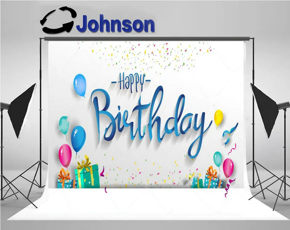 

Happy Birthday Balloon Confetti Gift Box background High quality Computer print party backdrops