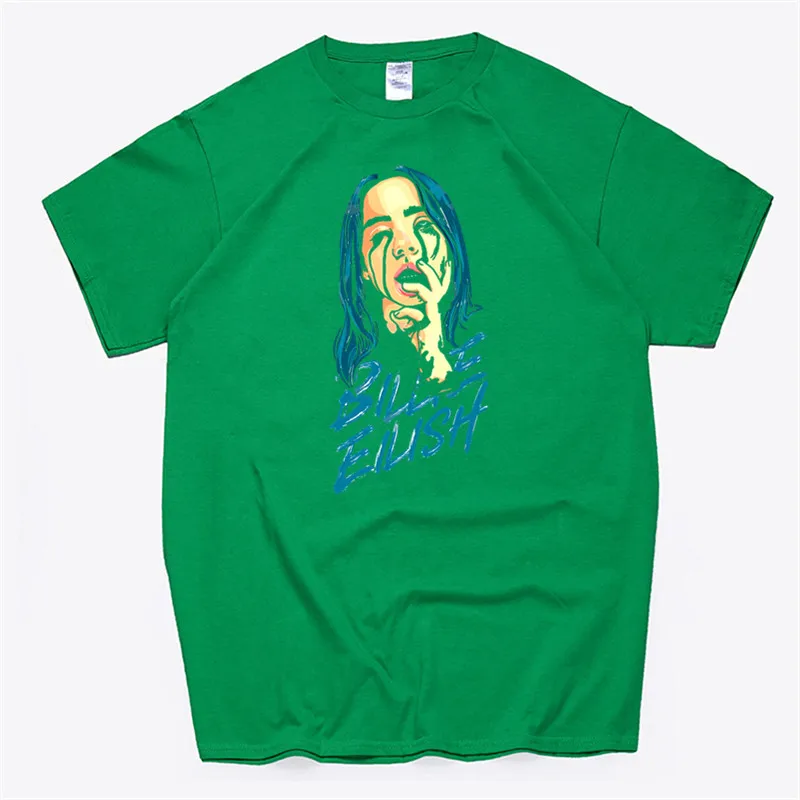 T87A-Green Billie Eilish, уличная футболка, мужская, s, футболка, хлопок, мягкая футболка, Homme, модная певица, Harajuku, мужская рубашка/wo, мужская, Poleras - Цвет: T87A-Green