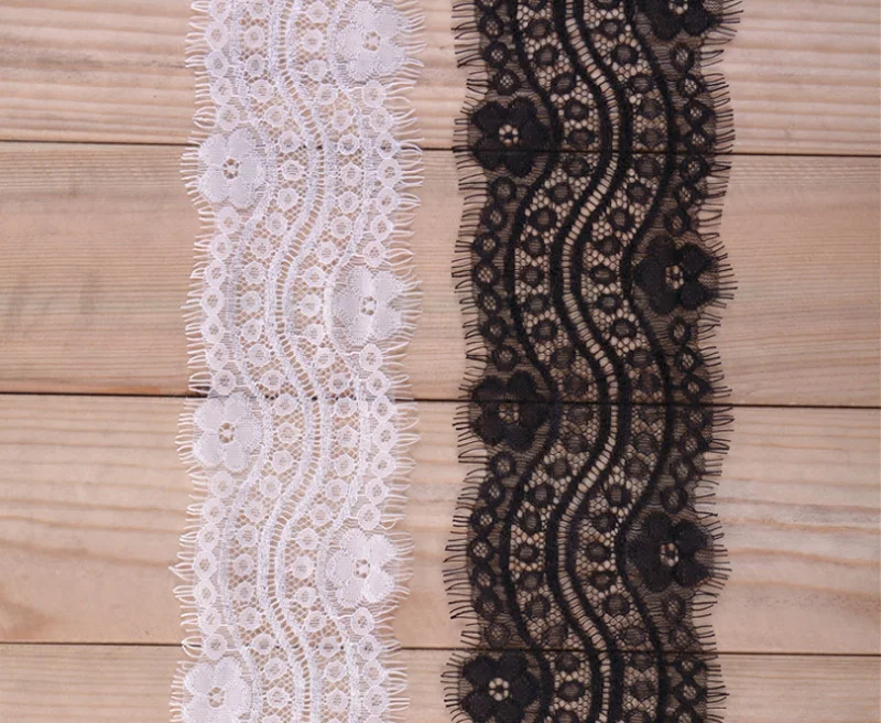 3M/lot Eyelashes Lace Trim Flower Black Off White High Quality Fabric Handmade DIY Clothes Accessories | Дом и сад