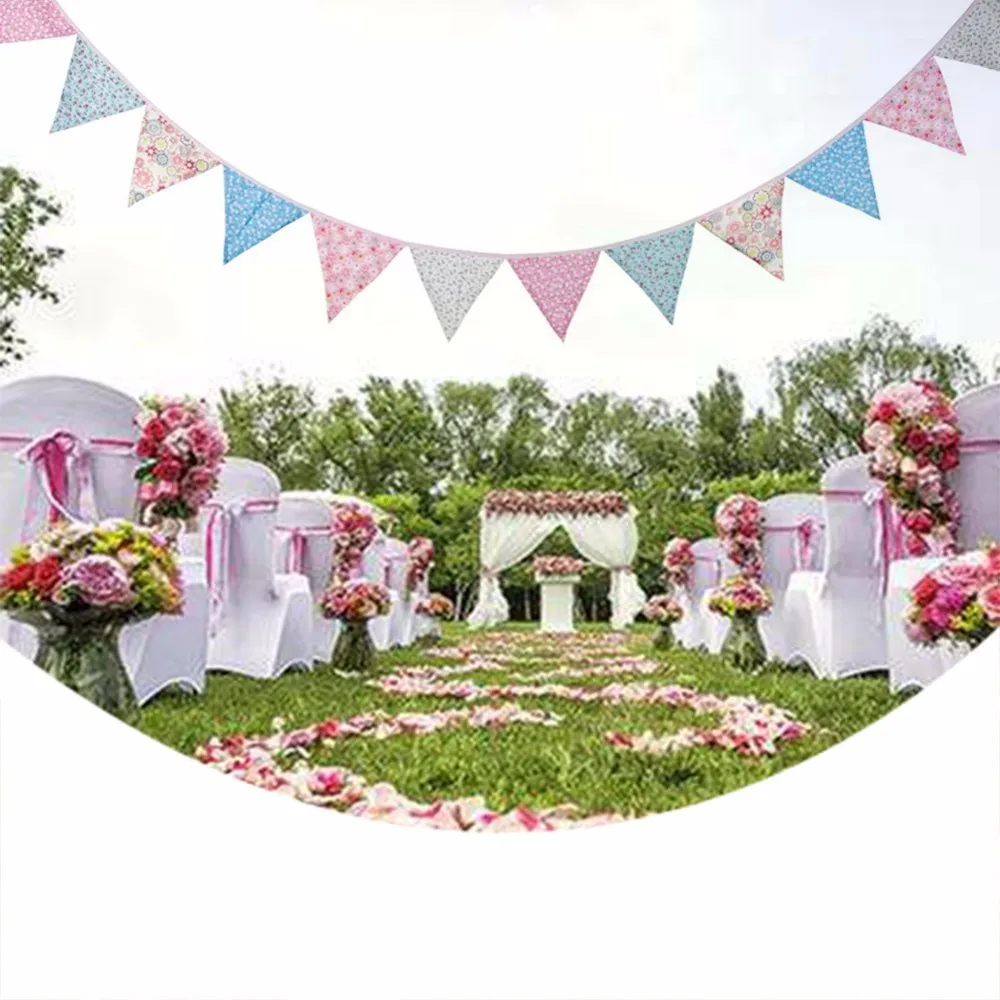 12 шт./компл. хлопковый треугольный флаг для дня рождения вечеринки цветной принт