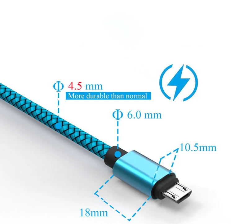 Нейлоновый адаптер с двумя usb портами 5 В 2 А металлический штекер 1 м micro USB быстрая