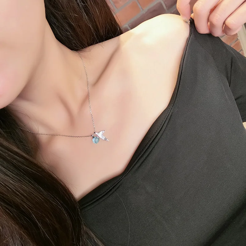 DIEERLAN, модное, в стиле бохо, 925 пробы, серебряное, синее, Бальное, хвост русалки, колье для женщин, массивные ювелирные изделия, колье