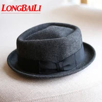 winter small brim mens wool felt fedora hats chapeu masculino panama jazz trilby hats free shipping pwfe043