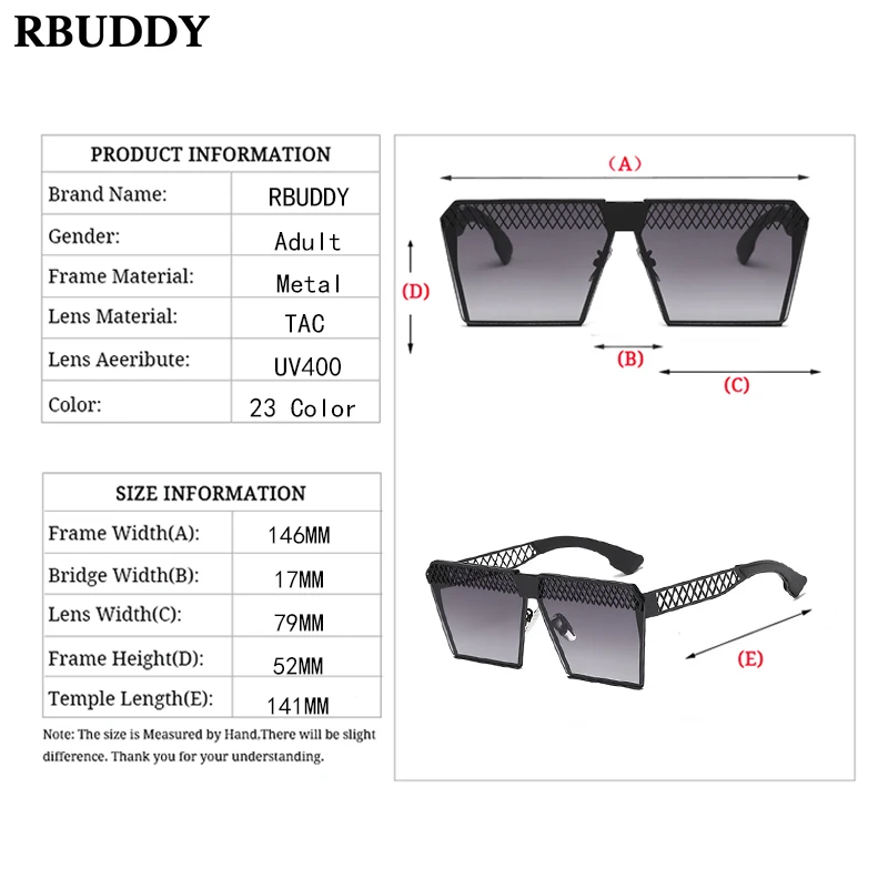 RBUDDY негабаритные ажурные солнцезащитные очки для женщин квадратная прозрачная