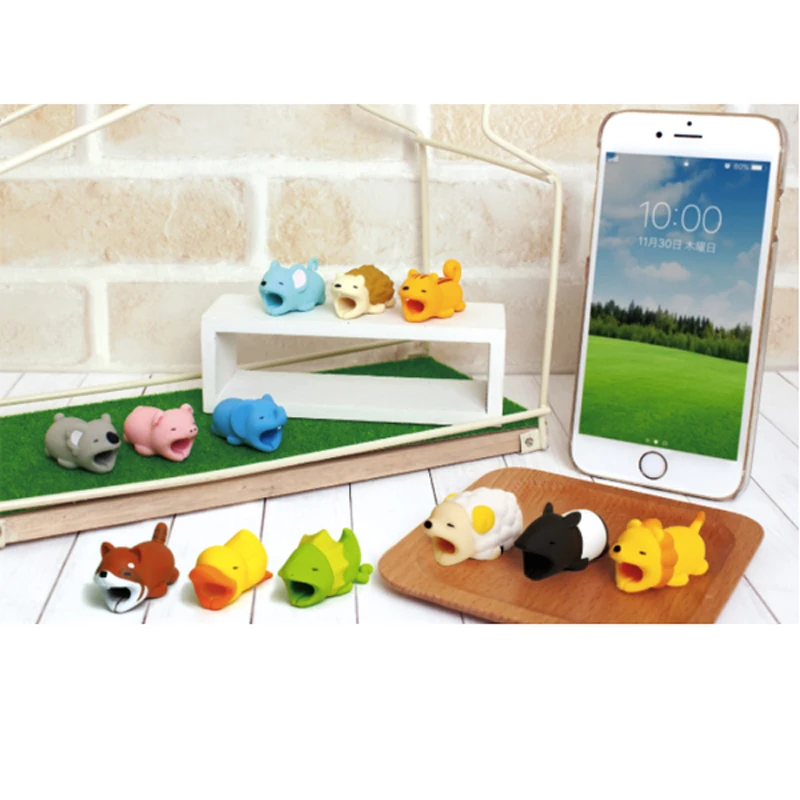 Funny Cable Winder Cover For iPhone USB Charging Bite Cellphone Protector Organizer Charger Wire Head | Электроника