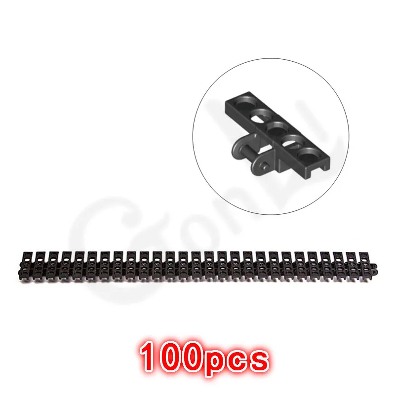100Pcs-Medium-Black 100 шт./лот Technic Link протектора со скошенным краем Танк гусеничная цепь автомобильный трек коврик EV3 EV5 № 3873/15379 Technic Bloks Кирпичи Игрушки - Цвет: 100Pcs-Medium-Black