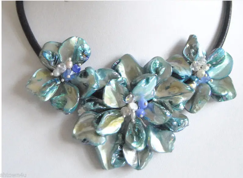 Горячая продажа Бесплатная Доставка&gt&gt&gt Барокко синий shell перл бисера СС три