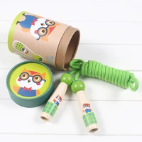 cartoon wooden handle colourful jump sports toys for children gifts educational toys classic sport kids jump ropes cotton