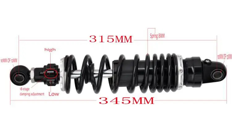 Азотные амортизаторы 8 мм пружина 305 310 320 для мотоциклов Honda Yamaha Suzuki Kawasaki кроссовки