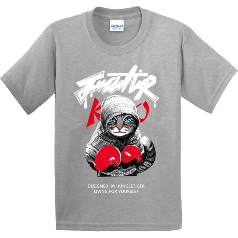 Детская футболка для бокса из 100% хлопка с принтом &quotКот&quot Короткие топы