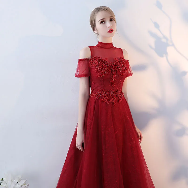 Luxury Beads Work Summer Fashion Evening Dress Elegant Woman Princess Wine Red Long Prom | Свадьбы и торжества