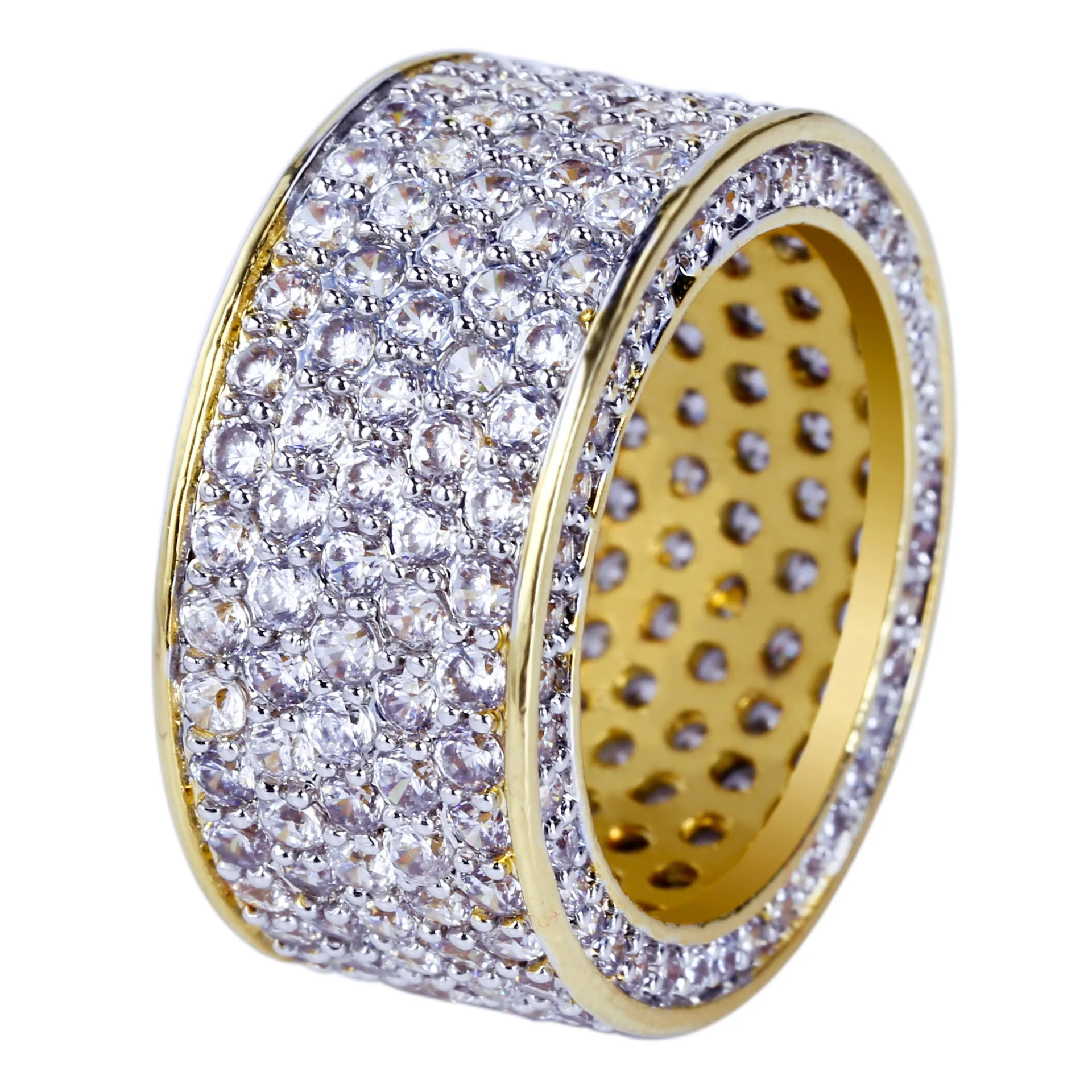 

Высокое качество хип-хоп круглой формы мужские двухцветные bling кольцо