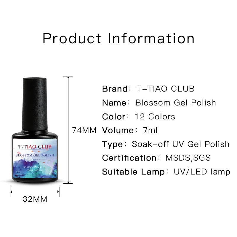 

T-TIAO CLUB Blooming Gel Nail Polish 7ml Gradient Watercolor Ink Red Purple Nail Art Varnish Manicure DIY Design Decoration