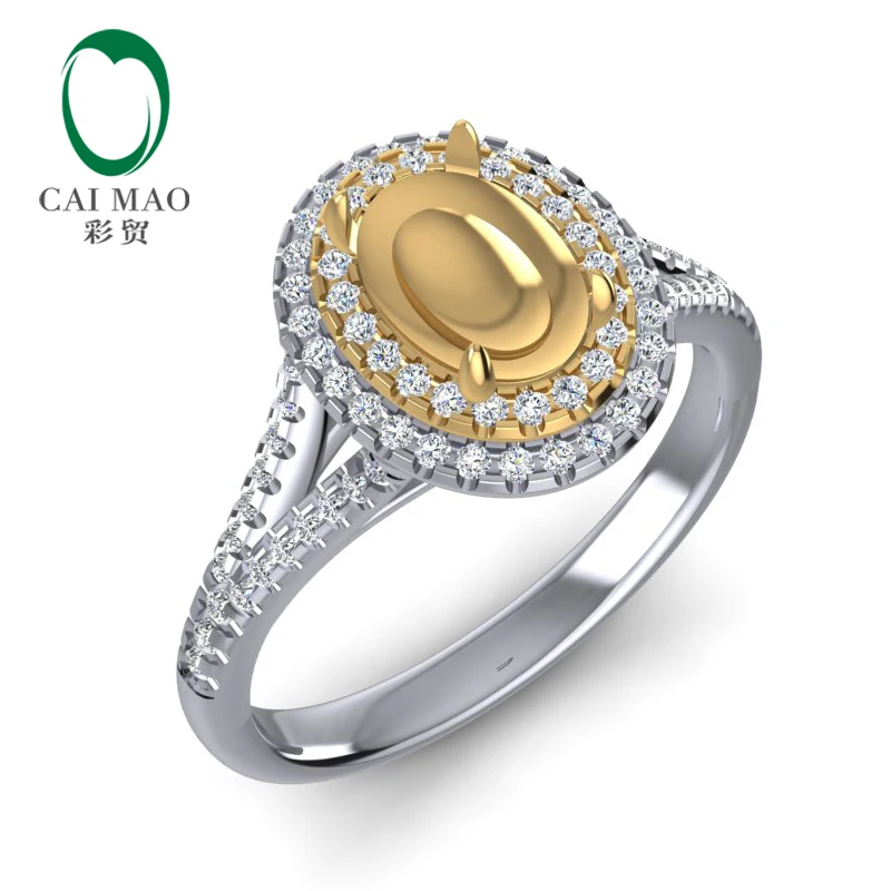 Caimao 14k белое и желтое золото 5x7 мм Овальный 0.36ct Сплит хвостовик двойной Halos