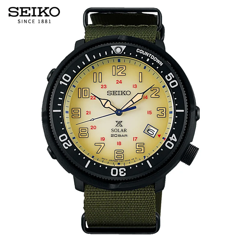 100% оригинальные часы Seiko мужские Prospex серии солнечные энергетические Холст