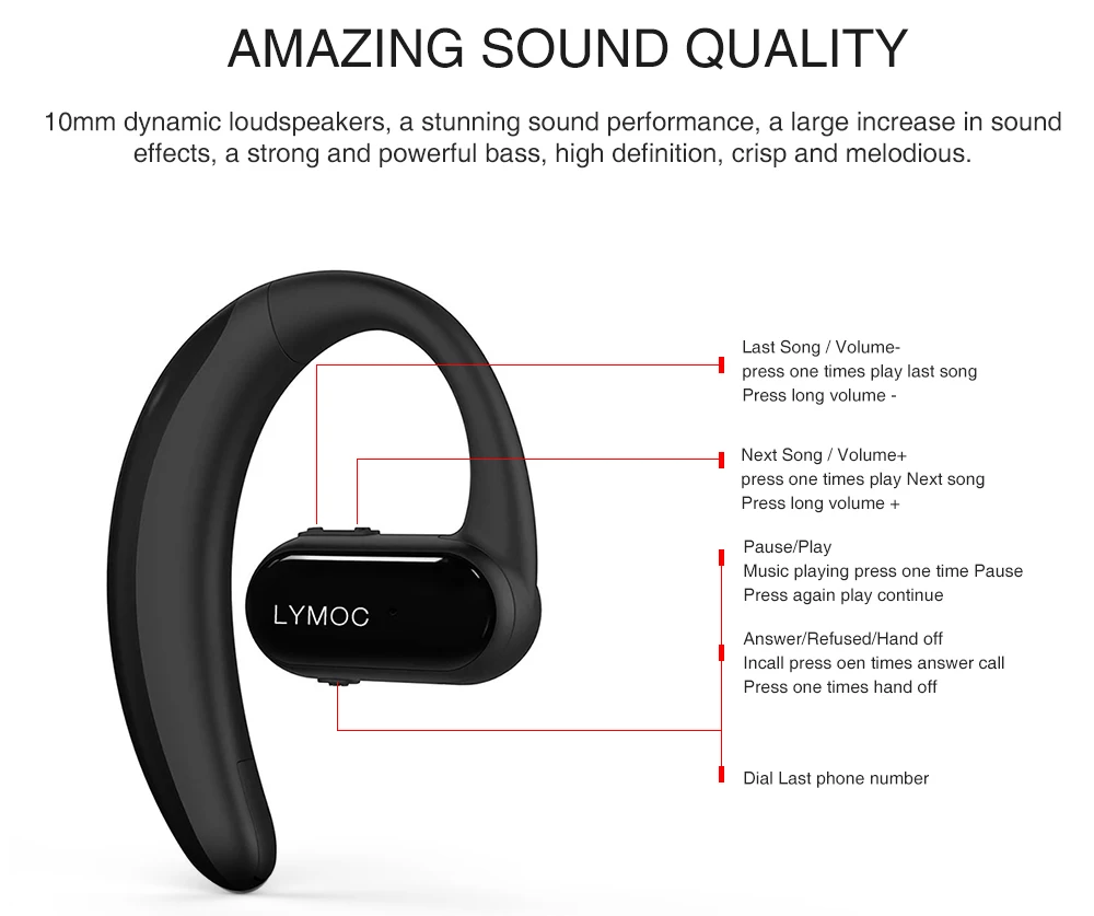 Оригинальные LYMOC Bluetooth наушники беспроводные наушники гарнитуры тип-c Голосовое управление стерео Bluetooth наушники для iPhone Android