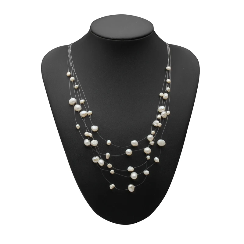 white necklace Повседневное женское ожерелье с черным жемчугом, красивое двойное ожерелье 45 см, свадебный подарок - Цвет камня: white necklace