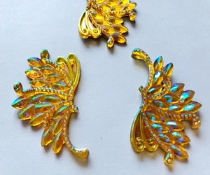 Gold 7 цветов, большие пришивные стразы, полимерные кристаллы, 28*47 мм, плоские с одной стороны, ручная работа, драгоценные камни, 30 шт - Color: Gold