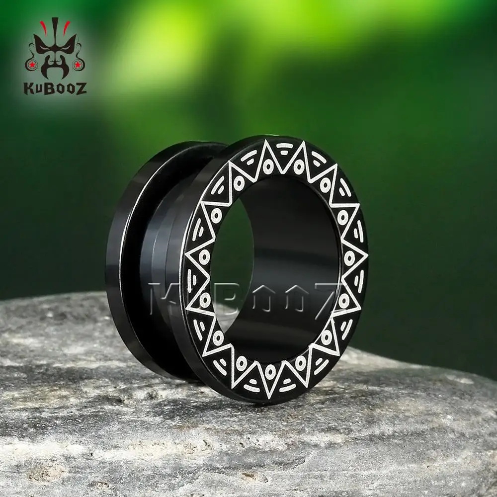 KUBOOZ 2PCS Ear Stretcher Piercing Tunnels Plugs Gauges Stainless Steel Earring Fashion Body Jewelry Gift 6mm to 25mm Women Men