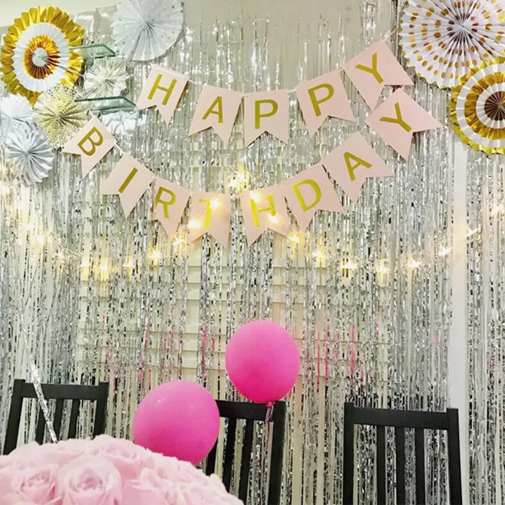 Золотая серебряная синяя Розовая Занавеска с бахромой из фольги блестками и