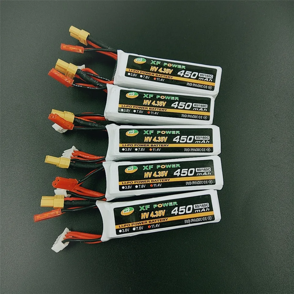 Lipo аккумулятор 11 4 в 450 мАч 3S HV 35 V 80C 160C с разъемом JST XT30 для RC FPV Racing Drone Quadcopter