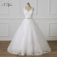 adln v neck ball gown lace wedding dresses sweep train delicate beaded vestidos de novia plus size bridal gowns