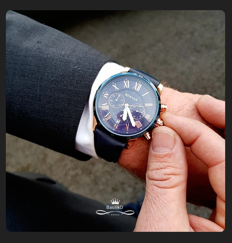 Reloj Hombre Топ бренд класса люкс BENYAR модный хронограф спортивные мужские часы военные кварцевые часы Relogio Masculino