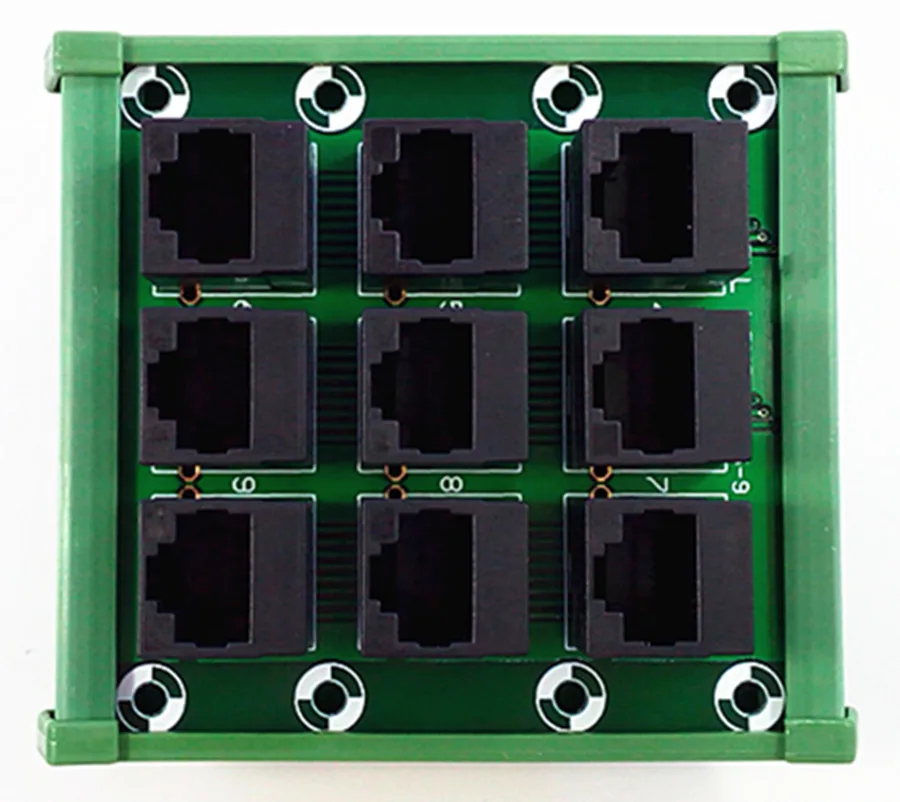 DIN рейку RJ45 Модуль, RJ45 8P8C Jack 9-Way Buss коммутационная плата, клеммный блок, разъем