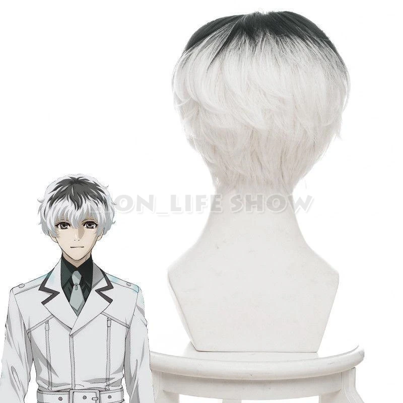 

Anime Tokyo Ghoul Re Kaneki Ken Sasaki Haise Black White Wig Short Hair Cosplay New