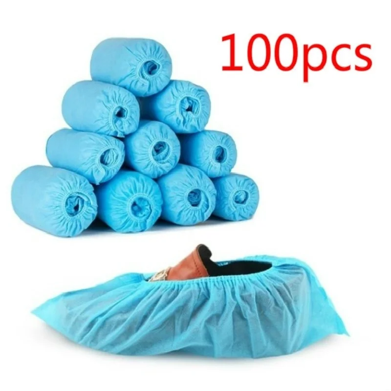 

100pcs Non-woven Fabrics Disposable Shoe Covers Boot Covers Overshoes Dust Proof and Skid Proof Blue Color