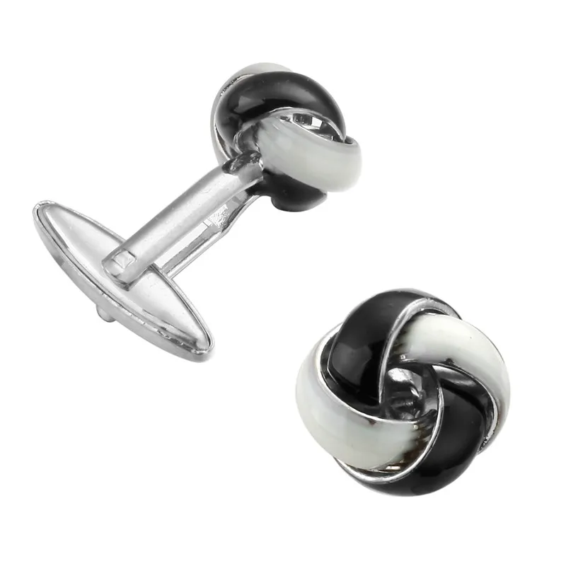 Круглые черно белые запонки с перекрещивающимися кругами высококачественные