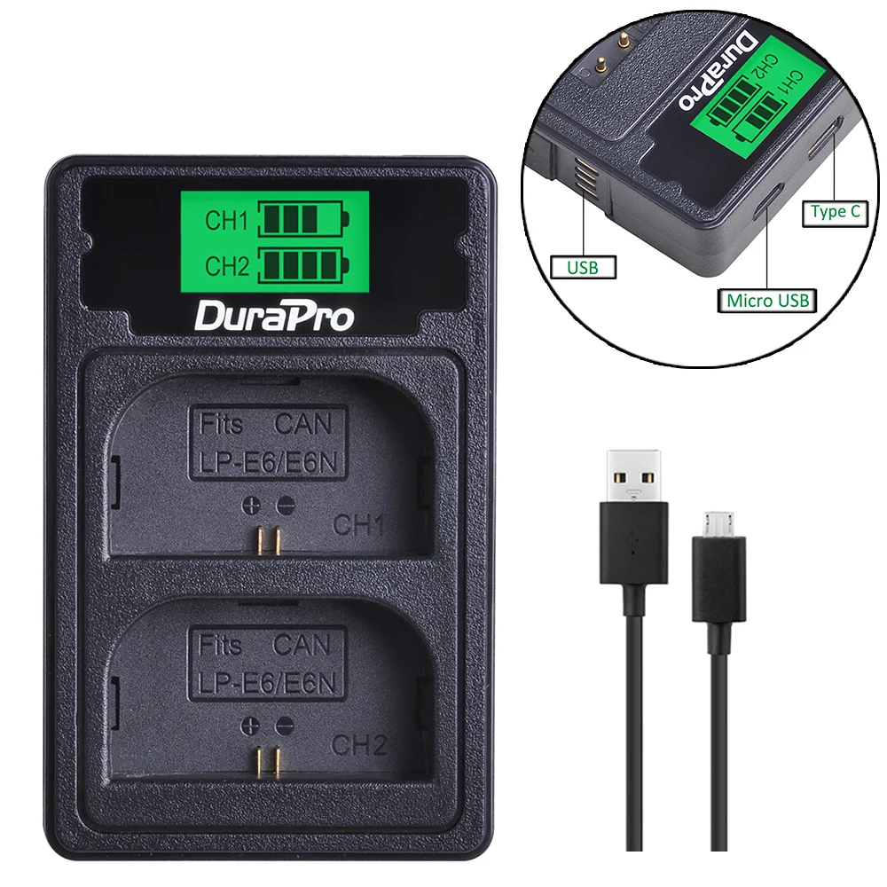 ЖК дисплей USB двойное зарядное устройство для Canon LP E6 Аккумулятор EOS 5DS R 5D Mark II 3 III 6D